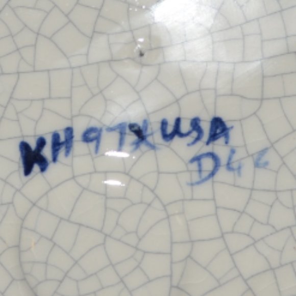 Dedun Pottery Blue And White Bowl Rabbit Motif Around Sides Decor Easter - Picture 4 of 7